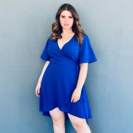 Vestido envolvente Roman Fashion /Tallas Extras, 4211 (Azul rey)