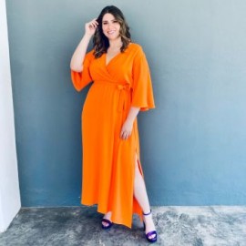 Maxi vestido Roman Fashion /Tallas Extras, 0463 (Naranja)