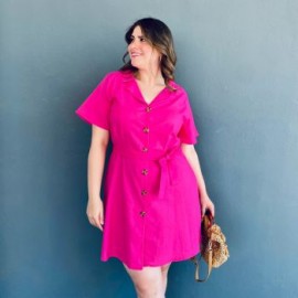 Vestido camisero de lino Roman Fashion /Tallas Extras, 0352 (Fiusha)