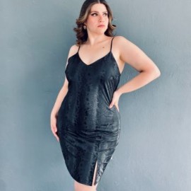 Vestido print serpiente Tallas Extras, 4725 (Negro)