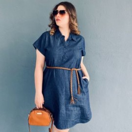 Vestido de mezclilla Roman Fashion / Tallas extras, 1720 (Azul Dark)