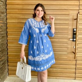 Vestido bordado Tallas Extras, 78137 (Blanco F)