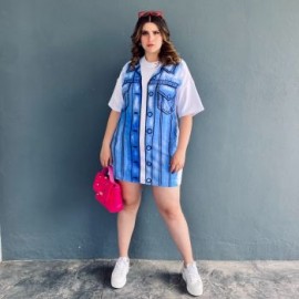 Vestido casual Roman Fashion/Tallas Extras, 056 (Blanco)