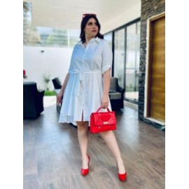 Vestido asimétrico Roman Fashion/Tallas Extras, 9514 (Blanco)