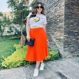 Falda plisada Roman Fashion/Tallas Extras, 715 (Naranja)