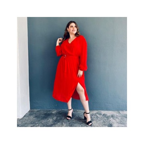 Vestido midi Tallas Extras, 1992 (Rojo)