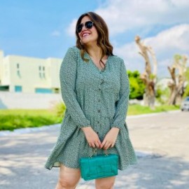 Vestido con botones Tallas extras, 7636 (Pistache)