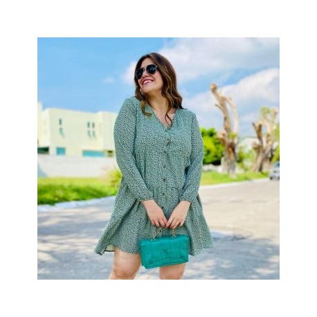 Vestido con botones Tallas extras, 7636 (Pistache)