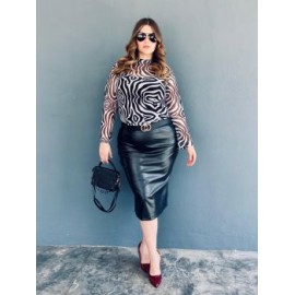 Falda midi vinipiel Tallas Extras 9509