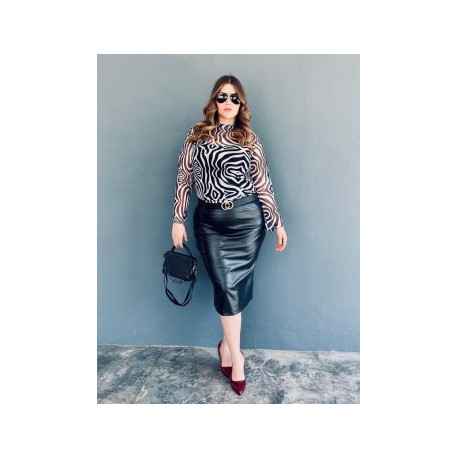 Falda midi vinipiel Tallas Extras 9509