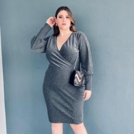 Vestido formal Tallas Extras, 4300 (Plata)