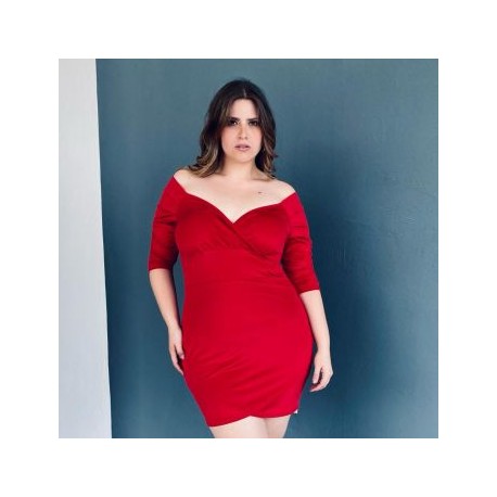 Vestido corto tallas extras, 4283 (Rojo)