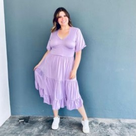 Vestido midi talla extra, 4285 (Lila)