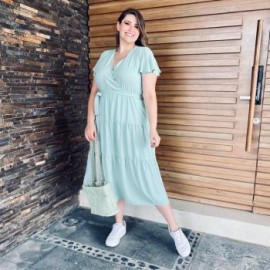 Vestido fresco con forro en talla extra, modelo 1951 (Pistache)