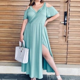 Maxi-vestido strech talla extra, modelo 4098 (Menta)