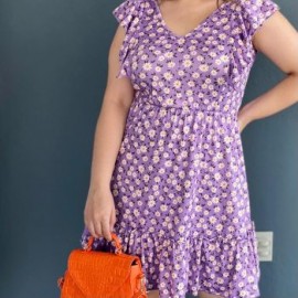 Vestido sin mangas (talla extra), modelo 4236 (Lila floreado)