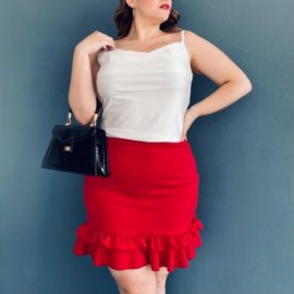 Falda corta talla extra, modelo 7036 (Rojo)