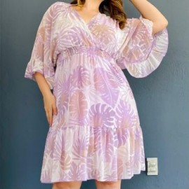 Vestido vaporoso talla extra, modelo 1978 (Lila)