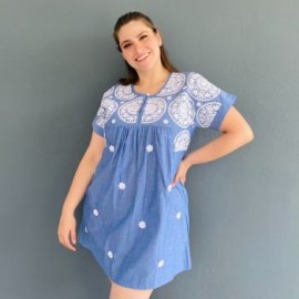 Vestido bordado Roman Fashion/Tallas Extras, 78121 (Blanco C)