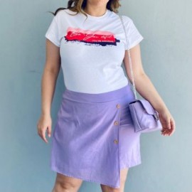 Short falda de lino talla extra, modelo 2759 (Lila)