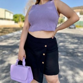 Short falda de lino talla extra, modelo 2759 (Negro)