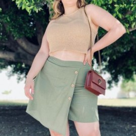 Short falda de lino talla extra, modelo 2759 (Olivo)