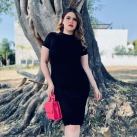 Vestido tejido talla extra, modelo 21329 (Negro)