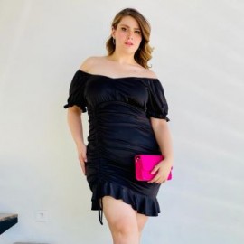 Vestido de fiesta talla extra, modelo 4277 (Negro)