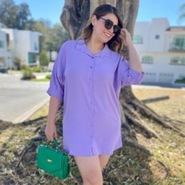 Vestido camisero oversize en talla extra, modelo 1306 (Lila)
