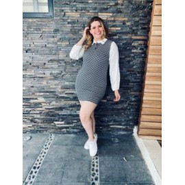 Vestido combinado talla extra, modelo 4246 (mosaico)