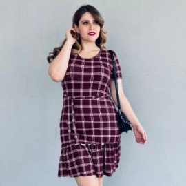 Vestido básico talla extra, modelo 4248 (vino)