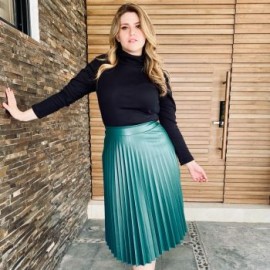 Falda Plisada de vinipiel, modelo F-ELY- 2711