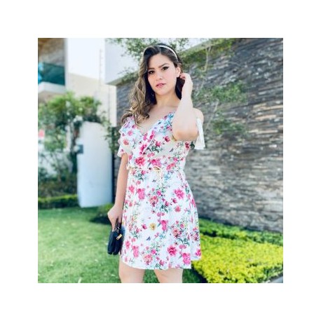 Vestido corto con hombros abiertos V 4207