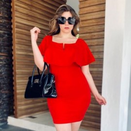 Vestido Strech con escote barco V4039