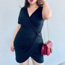 Vestido con nudo strech V 4131