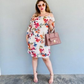 Vestido campesino de chiffon, modelo V-MIC- 11539