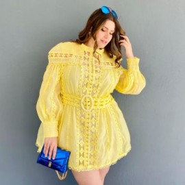 Vestido de chiffon Tallas Extras, 51807 (Amarillo)