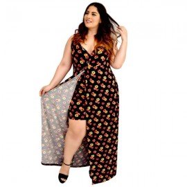 Maxi Vestido con falda interna V 4109