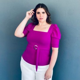 Blusa escote cuadrado Roman Fashion /Tallas Extras 1823 (Magenta)
