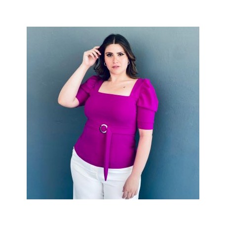 Blusa escote cuadrado Roman Fashion /Tallas Extras 1823 (Magenta)