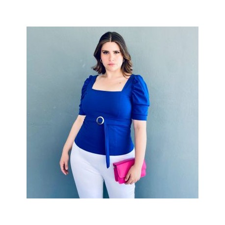 Blusa escote cuadrado Roman Fashion /Tallas Extras, 1823 (Azul rey)