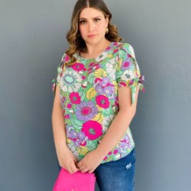 Blusa estampada Roman Fashion /Tallas Extras 1983 (Verde)