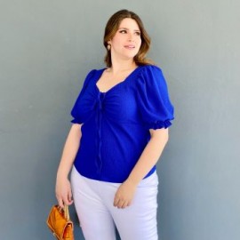 Blusa casual Roman Fashion /Tallas Extras, 1827 (Azul Rey)