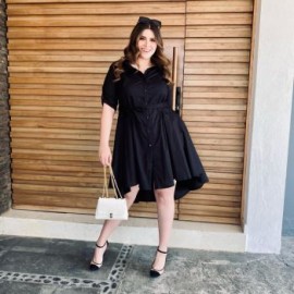 Vestido asimétrico Roman Fashion/Tallas Extras, 9514 (Negro)