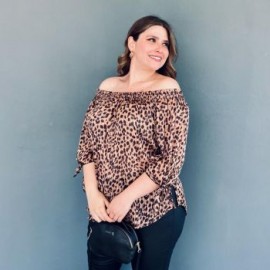 Blusa campesina Tallas Extras, 1608 (Café)