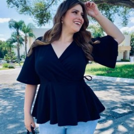 Blusa con vuelo Tallas Extras, 1790 (Negro)