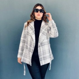 Abrigo tweed Roman Fashion/Tallas Extras, 7048 (Blanco)