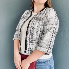 Saco tweed Tallas Extras, 7049 (Blanco)