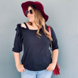 Blusa hombro abierto Tallas Extras, 1735 (Negro)