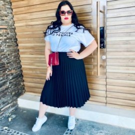 Falda plisada Roman Fashion/Tallas Extras, 715 (Negro)